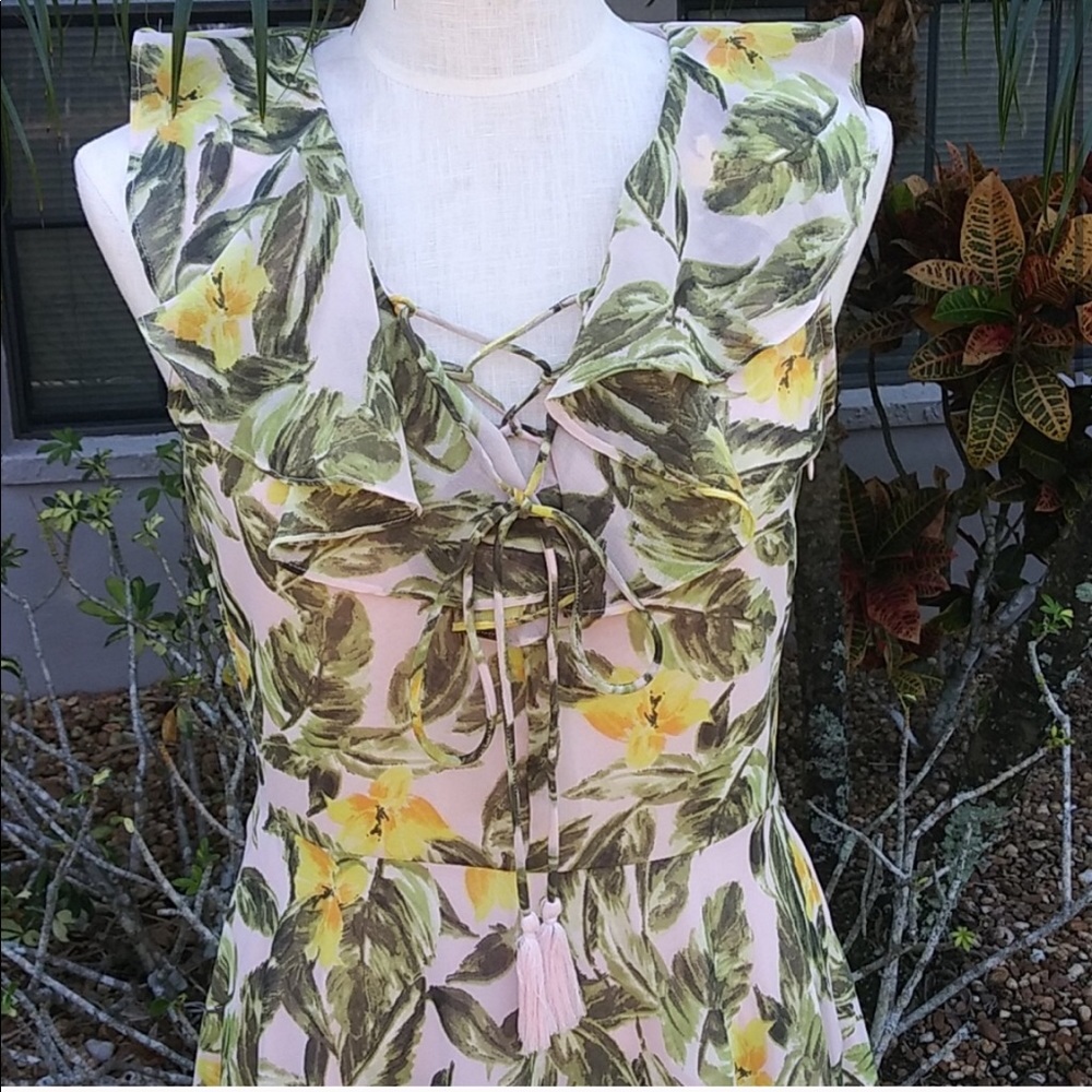 Sand & Spirit Tropical Floral Print High Low Dress